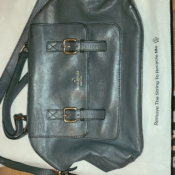 kate spade Handbags - Kate Spade Leather Crossbody Bag Gray Faux Buckles